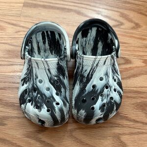 Crocs Toddler Black and White Marble Clogs